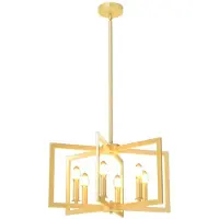 Helloshop26 Lustre 6 Lumières Hauteur Réglable 54 X 54 X 67-157 Cm Design Géométrique Moderne En Métal Bronzé 20_0019233