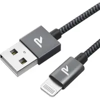 No Brand MEVRONISSHOP-Câble iPhone 1m Certifié Apple MFi, iPhone Chargeur Fibre de Nylon Tressé avec Ultra Résistant, Câble Lightning pour iPhone 14 13 12 11 Pro Max XR XS X 8 7 6 Plus SE iPad- Gris Foncé