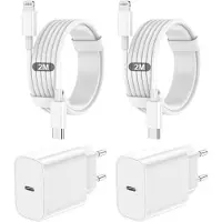 No Brand MEVRONISSHOP-Chargeur Rapide pour iPhone, 2 Pièces USB C Chargeur avec 2M Câble USB C pour iPhone 14/13/12/11/Plus/Pro/Pro Max/SE/X/XS/XR SE/8/7/6Plus, pour iPad-Type C Adaptateur
