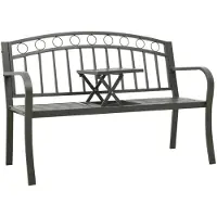 Helloshop26 Banc De Jardin Meuble De Patio D'extérieur Terrasse Avec Table Gris 120 Cm Acier 02_0011642