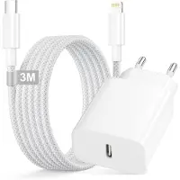 No Brand MEVRONISSHOP-Chargeur Rapide iPhone, Chargeur iPhone avec Câble Lightning 3M pour iphone 14/13/12/11/ Pro Max/SE/X/8,25W C-hargeur USB C Rapide Prise Secteur USB C Adaptateur Secteur Adaptateur IPhon