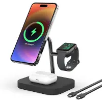 No Brand MEVRONISSHOP-Chargeur sans Fil, Chargeur à induction Magnétique 3 en 1 Compatible avec iPhone 14/14 Max/14 Pro/14 Pro Max/iPhone 13/13 Mini/13 Pro/13 ProMax/12, Apple Watch 8/7/6/SE/5/4/3, AirPods 2/