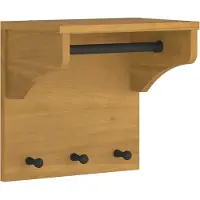 Helloshop26 Porte-manteau mural pratique avec 3 crochets 43 x 30 x 42 cm en bois massif noyer 02_0056690