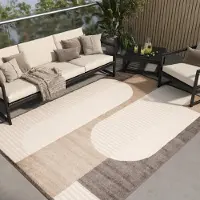 Tapiso Tapis PATIO Outdoor – Tapis pour balcons et terrasses, résistant aux intempéries et facile d'entretien, 300 x 400 cm
