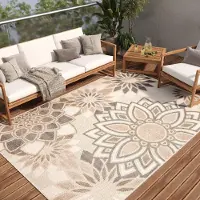 Tapiso Tapis PATIO Outdoor – Tapis pour balcons et terrasses, résistant aux intempéries et facile d'entretien, 140 x 200 cm