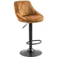 CasaDolce Tabouret de bar TRACE, lot de 2, pivotant et réglable en hauteur, structure métallique noire, rembourré, couleur curry, 46x48,5x87/107 cm