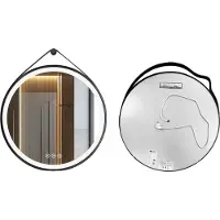 OEM LUVODI Miroir de salle de bain rond éclairé, éclairage LED, fonction antibuée, 70 cm (28 pouces), aluminium