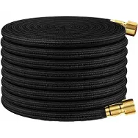 COOAU Tuyau d'arrosage flexible de 15 m - Tuyau d'arrosage extensible - Tuyau d'arrosage flexible - Tuyau flexible noir