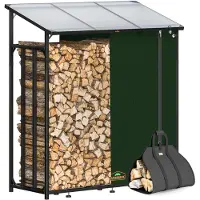 Gardebruk Étagère à bois Anthracite 198x163x70cm avec bâche + sac