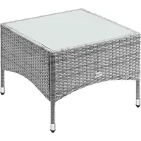 Casaria Table en résine tressée d'appoint gris 58x58x42cm