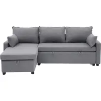 CALICOSY - Canapé convertible 3 places en tissu avec méridienne L219 cm - LOUISON