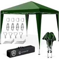 Casaria Tonnelle de jardin Capri vert 3x3m pliable