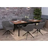 Mendler Lot de 6 chaises de salle à manger HWC-O47, chaise de cuisine avec accoudoirs, tissu 270 g/m² gris