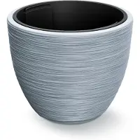 Casaria Pot de fleurs Rainures Gris Plastique 40x32cm