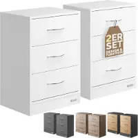 Casaria 2x Table de chevet Eloïse blanche 54x39x28cm avec LED