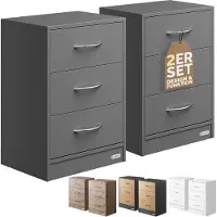 Casaria 2x Table de chevet Eloïse Anthracite 54x39x28cm