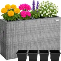 Casaria Pot de fleur en résine tressée 95 x 27 x 60cm Gris
