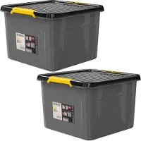 Monzana Lot de 2 boîtes de rangement Gris/Anthracite 39x39x26cm empilables