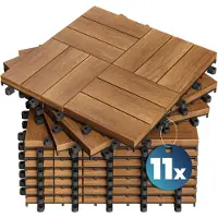 Casaria Carreau de bois Acacia Mosaïque certifié FSC Lot de 11 30x30cm