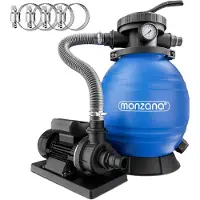 Monzana Pompe filtre à sable 10,2 m³ auto-amorçante pour piscines jusqu’à 35 m³ certifié vanne 7 voies raccord 2en1 Ø32-38mm système de filtration à sable