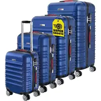 Monzana Set de 4 valises rigides bleu voyages rangement