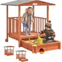 Spiel Werk Bac à sable Merle 133x127cm en bois toit protection UV50+