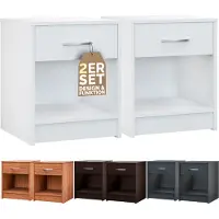 Casaria 2x Table de chevet blanc 50x40x35cm