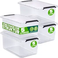 Deuba 4x Boîte de rangement plastique 30x20x12cm 5L