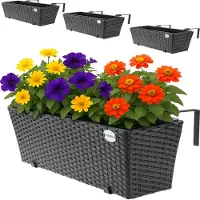 Casaria 4x Jardinière 60x20x19cm noir jardin et balcon