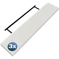 Casaria Étagère murale Étagère flottante 110cm Lot de 3 Blancs + support