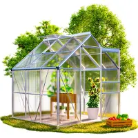Gardebruk Serre en aluminium 190x190x195cm avec fondations