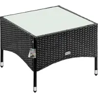 Casaria Table en résine tressée d'appoint de jardin noire 58x58x42cm