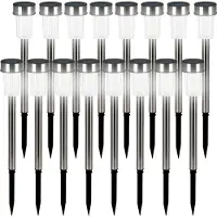Deuba Lampes solaires de Jardin Lot de 16 lumières solaires LED acier inoxydable Jardin Allée Terrasse