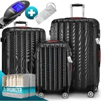 Monzana Ensemble de valises rigides Baseline 3pcs Noir ABS Accessoires