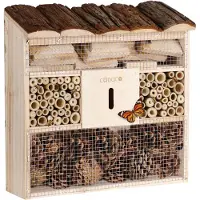 Cadoca Hôtel à insectes en Bois naturel 30,5x31 cm Cabane Maisonette Nichoir à abeilles Hivernage Pollinisation Biodiversité