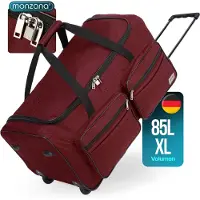 Monzana Grand sac de voyage rouge 85L avec roulettes avec cadenas