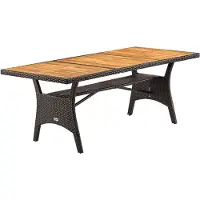 Casaria Table en résine tressée de jardin Takeo marron 190x90x74cm