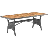 Casaria Table en résine tressée de jardin Takeo grise 190x90x74cm