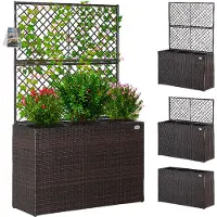 Casaria Jardinière en polyrotin Brun avec treillis