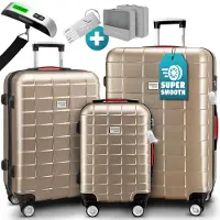 Monzana Set de valises rigides Exopack 3 pièces Champagne ABS Accessoires