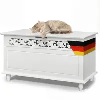 Casaria Coffre Jersey blanche avec couvercle rabattable max 100 kg