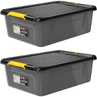 Monzana Lot de 2 boîtes de rangement Gris/Anthracite 58x39x16cm empilables