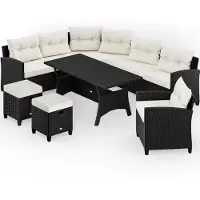 Casaria Ensemble lounge d'angle pour jardin en polyrotin 18 pcs