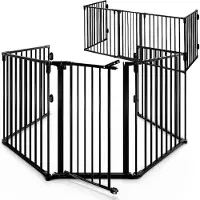 Casaria Barrière de cheminée, lot de 2, noire, acier 306x76,5cm