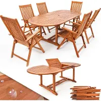 Casaria Ensemble de jardin en bois eucalyptus Vanamo 6+1 FSC