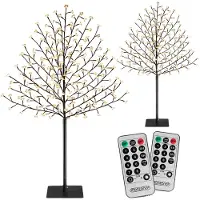 Monzana 2x Arbre Cerisier 220 LED Blanc chaud 220cm