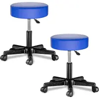 Casaria 2x Tabouret à roulettes bleu pivotable 360° réglable