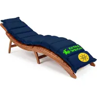 Detex Coussin pour chaise longue bleue rembourré 7 cm d'épaisseur oreiller inclus avec sangles Coussin pour bain de soleil