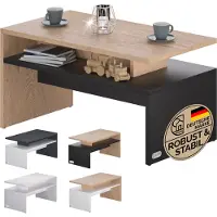 Casaria Table basse Sacramento bois/gris 95x55x50cm