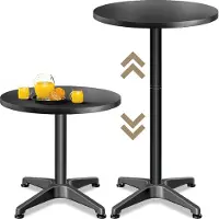 Casaria Table haute ronde ⌀60cm réglable en hauteur 70-115cm